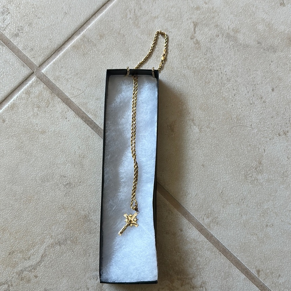 Gold cross and gold chain
